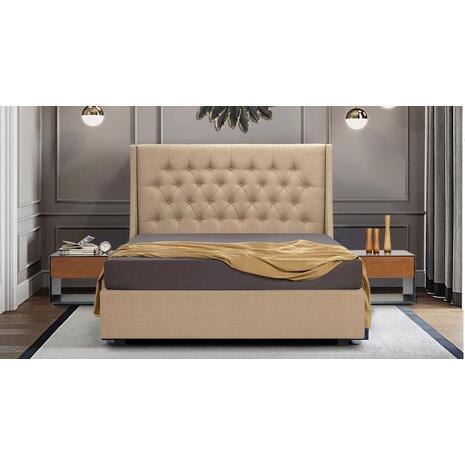 Κρεβάτι Celeste:Μπεζ με ανατομικό πλαίσιο | Entos 172x215x130cm Δέχεται στρώμα 160x200cm