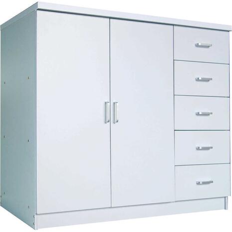 Παπουτσοθήκη - Ντουλάπι με 5 Συρτάρια - Ντουλάπι Δίφυλλο με 3 Ράφια Εσωτερικά, Απόχρωση Άσπρο [Ε-00021877] Ε8376,1