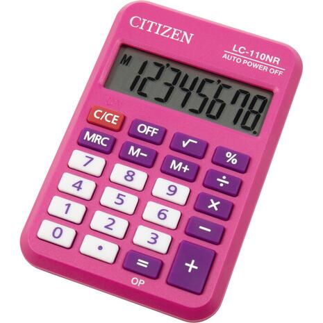 Αριθμομηχανή Citizen Απλή Τσέπης LC-110 8 Ψηφίων σε Ροζ Χρώμα