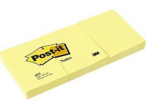 Αυτοκόλλητα χαρτάκια POST-IT 3Μ 653 κίτρινα 51x38 Τμχ.3  φύλλα 100 Κίτρινο