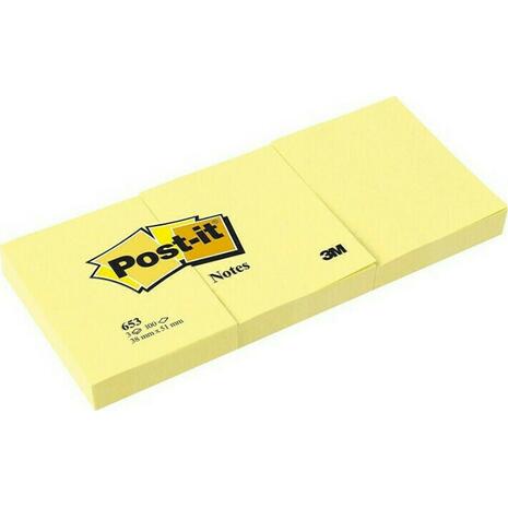 Αυτοκόλλητα χαρτάκια POST-IT 3Μ 653 κίτρινα 51x38 Τμχ.3  φύλλα 100 Κίτρινο