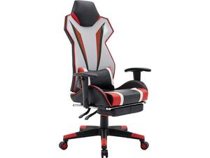 Πολυθρόνα γραφείου διευθυντή Gaming BF9550 Relax με υποπόδιο PU/Mesh μαύρο-κόκκινο-άσπρο [Ε-00023405] ΕΟ584,1 (1 τεμάχιο) (Κόκκινο)