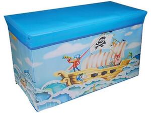 Σκαμπό-κουτί αποθήκευσης υφασμάτινο "pirates ship" Υ35x60x30cm (Διάφορα χρώματα)