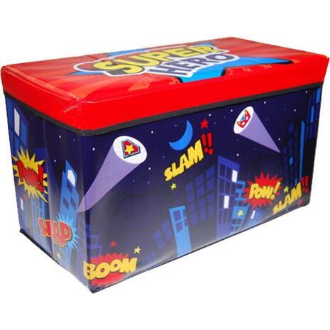 Σκαμπό-κουτί αποθήκευσης υφασμάτινο "super heroes" Υ35x60x30cm (Διάφορα χρώματα)