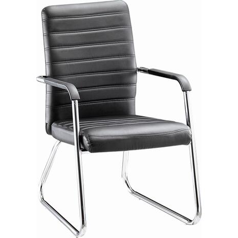 Καρέκλα επισκέπτη COLLET Μέταλλο Χρώμιο, Pu Μαύρο [Ε-00018579] ΕΟ555 (1 τεμάχιο) (Μαύρο)