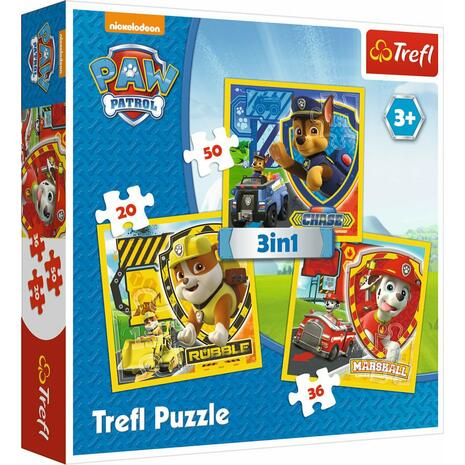 Παζλ Trefl Paw Patrol Marshall,Rubble and Chase 3 in 1 (20&36&50 τεμαχίων) (817-34839)