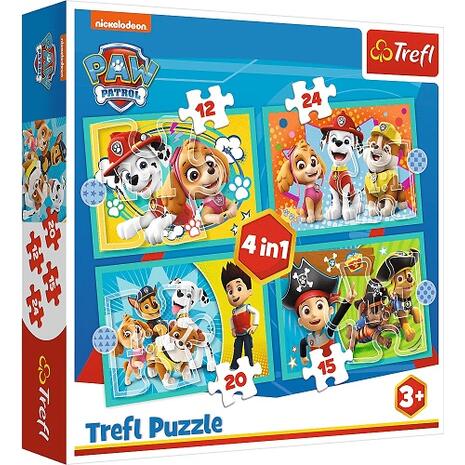 Παζλ Trefl Happy Paw Patrol team 4 in 1  (12&15&20&24 τεμαχίων) (817-34346)