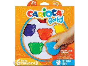 Κηρομπογιές Carioca Baby Teddy Bear Shape 6 τεμαχίων (Διάφορα χρώματα)
