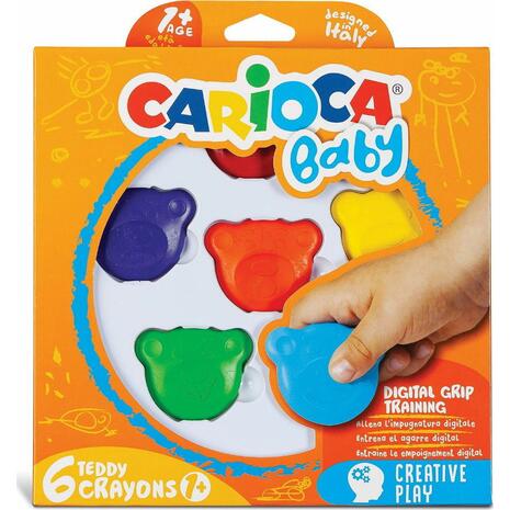 Κηρομπογιές Carioca Baby Teddy Bear Shape 6 τεμαχίων (Διάφορα χρώματα)