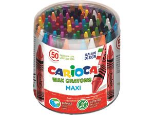 Κηρομπογιές Carioca Wax Crayons Maxi 50 τεμαχίων (Διάφορα χρώματα)