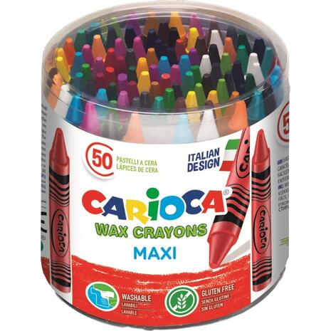 Κηρομπογιές Carioca Wax Crayons Maxi 50 τεμαχίων (Διάφορα χρώματα)