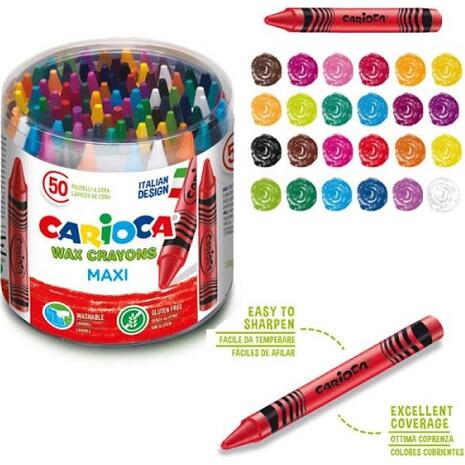 Κηρομπογιές Carioca Wax Crayons Maxi 50 τεμαχίων (Διάφορα χρώματα)