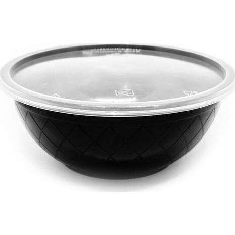 Μπολ Σαλάτας -Φαγητού Μαύρο Pet Microwave με Καπάκι 1050ml