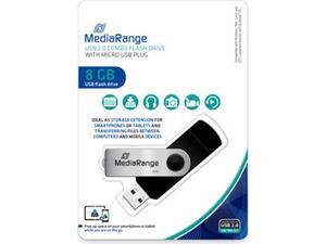 Usb 8 GB Mediarange combo flash drive with micro usb plug 2.0