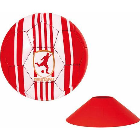 Παικταράς κόκκινος με δερμάτινη μπάλα και 4 κώνους (1500-15757)
