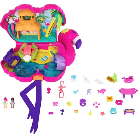 Polly Pocket Flamingo Party Πινιάτα 26 Εκπλήξεις Κούκλες Margot & Friend, Pop and Swap Feature (HGC41)