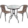 BALENO Set Κήπου - Βεράντας: Τραπέζι + 2 Πολυθρόνες Μέταλλο Καφέ - Wicker Brown (Ε240)