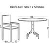 BALENO Set Κήπου - Βεράντας: Τραπέζι + 2 Πολυθρόνες Μέταλλο Καφέ - Wicker Brown (Ε240)