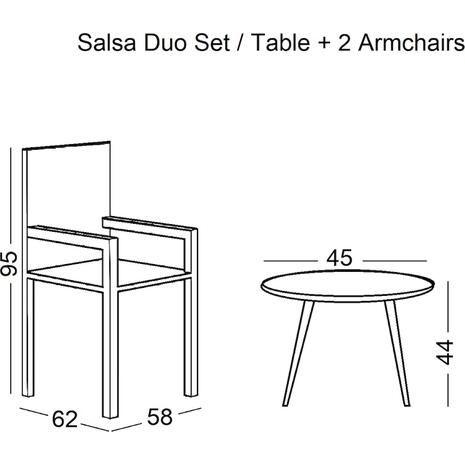 SALSA Duo Set Καθιστικό Κήπου Μέταλλο Μαύρο - Γυαλί - Wicker Φυσικό: Τραπεζάκι+2 Πολυθρόνες (Ε287,S)