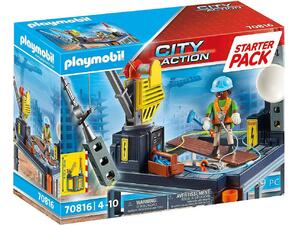 Playmobil City Action Starter Pack Εργοτάξιο με ανυψωτικό γερανό (70816)