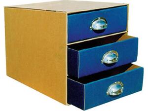 Συρταριέρα Next Classic 3 θέσεων χάρτινη Α4 Υ24x27x33cm μπλε με μεταλλικές λαβές (Μπλε)