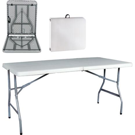 Τραπέζι Catering BLOW Πτυσσόμενο (Βαλίτσα) 152x70x74cm, Μέταλλο Βαφή Γκρι, HDPE Άσπρο [Ε-00017920] ΕΟ181 (Λευκό)