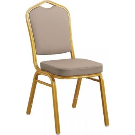 HILTON Καρέκλα Μέταλλο Βαφή Gold,  Pu Cappuccino (ΕΜ513,7) (Cappuccino)
