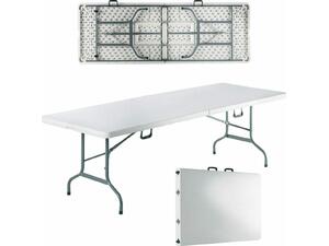 Τραπέζι Catering BLOW-R  Πτυσσόμενο (Βαλίτσα) 240x85x75cm, Μέταλλο Βαφή Γκρι, HDPE Άσπρο  [Ε-00019026] ΕΟ182,1 (Λευκό)