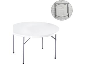 Τραπέζι Catering BLOW-R  Πτυσσόμενο Φ121cm H.72cm, Μέταλλο Βαφή Γκρι, HDPE Άσπρο [Ε-00019216] ΕΟ183,1 (Λευκό)