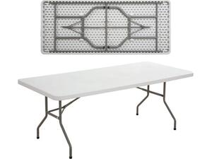 Τραπέζι Catering BLOW Πτυσσόμενο 183x76x74cm, Μέταλλο Βαφή Γκρι, HDPE Άσπρο [Ε-00011444] ΕΟ170 (Λευκό)