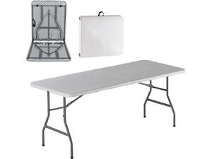 Τραπέζι Catering BLOW Πτυσσόμενο (Βαλίτσα) 180x74x74cm, Μέταλλο Βαφή Γκρι, HDPE Άσπρο [Ε-00016579] ΕΟ179 (Λευκό)
