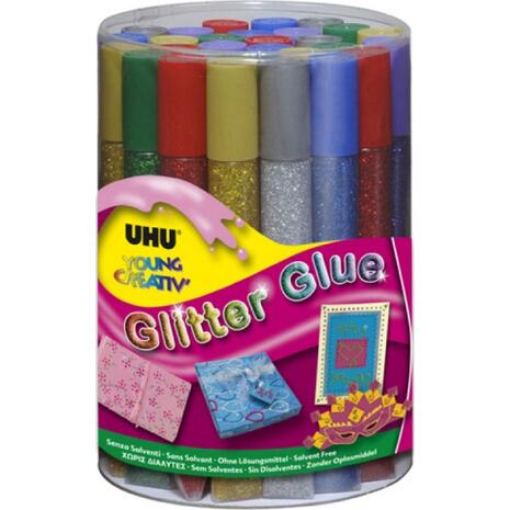 Κόλλα υγρή UHU Glitter 20ml διάφορα χρώματα (1 τεμάχιο)