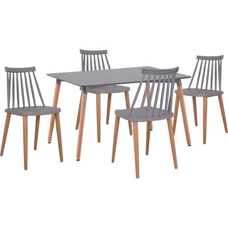 Σετ τραπεζαρίας Vanessa με τραπέζι και 4 καρέκλες γκρι HM11327 - Έπιπλα για όλους τους χώρους από το Oikonomou-shop