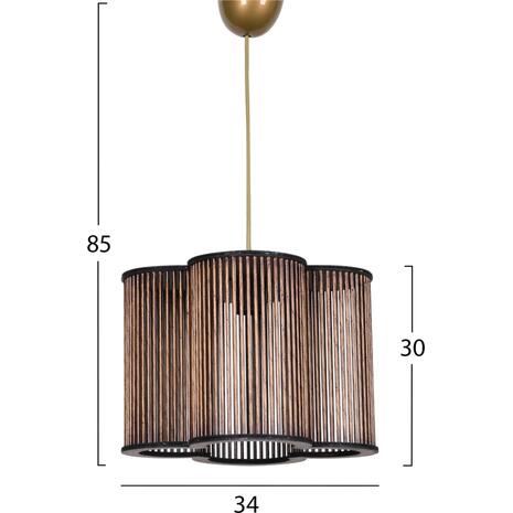 Κρεμαστό φωτιστικό οροφής μαύρο- χρυσό- φυσικό bamboo 34x85cm HM7486 - Φωτιστικά για όλους τους χώρους από το Oikonomou-shop.gr