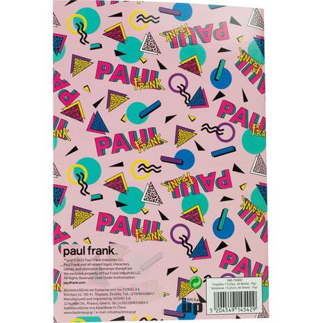 Τετράδιο καρφίτσα BMU Paul Frank Retro Sweet 17Χ25cm 40 φύλλων (346-74400) - Ανακάλυψε Τετράδια σχολικά για μαθητές και φοιτητές για το γραφείο ή το σπίτι από το Oikonomou-shop.gr.