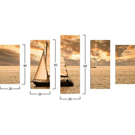 Πίνακας πεντάπτυχος " Sunset Sailing" MDF 100x60x0.3cm HM7206.01 - Ανακάλυψε μοντέρνα Διακοσμητικά Σπιτιού, Κάδρα-Πίνακες και Έπιπλα για κάθε γούστο για να διακοσμήσεις το σπίτι ή το γραφείο σου όπως το ονειρεύεσαι από το Oikonomou-shop.gr