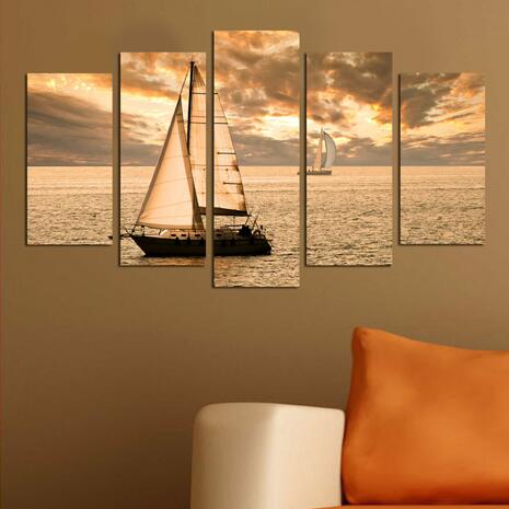 Πίνακας πεντάπτυχος " Sunset Sailing" MDF 100x60x0.3cm HM7206.01 - Ανακάλυψε μοντέρνα Διακοσμητικά Σπιτιού, Κάδρα-Πίνακες και Έπιπλα για κάθε γούστο για να διακοσμήσεις το σπίτι ή το γραφείο σου όπως το ονειρεύεσαι από το Oikonomou-shop.gr