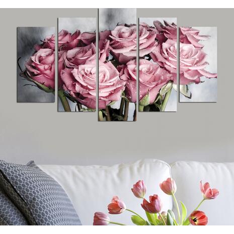 Πίνακας πεντάπτυχος "English Roses" MDF 100x60x0.3cm HM7206.02 - Ανακάλυψε μοντέρνα Διακοσμητικά Σπιτιού, Κάδρα-Πίνακες και Έπιπλα για κάθε γούστο για να διακοσμήσεις το σπίτι ή το γραφείο σου όπως το ονειρεύεσαι από το Oikonomou-shop.gr