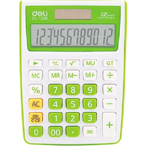 Αριθμομηχανή Deli 12 ψηφίων πλαστική πράσινο - άσπρο - Ανακάλυψε επώνυμες και αξιόπιστες Αριθμομηχανές που θα σου λύσουν τα χέρια από το Oikonomou-shop.gr.