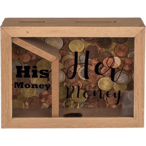 Κουμπαράς - κορνίζα ξύλινος με δύο θήκες «His money & Her money», Υ15x20x5εκ - Ανακάλυψε Κουμπαράδες για να κάνεις την αποταμίευσή σου με στυλ από το Oikonomou-shop.gr.