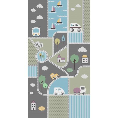 Παιδικό χαλί με κρόσσια γκρι-γαλάζιο-πράσινο 120x180cm πάχους 5mm HM7679.16 - Ανακάλυψε Χαλιά για όλους τους χώρους από το Oikonomou-shop.gr.