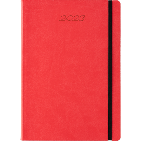 Ημερολόγιο ημερήσιο Koloro_G 17x24 2025 με εύκαμπτο εξώφυλλο δερματίνη με λάστιχο κόκκινο