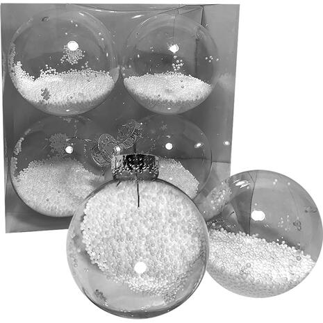 Χριστουγεννιάτικες μπάλες πλαστικές Xmasfest με γέμιση χιόνι Φ10cm (πακέτο 4 τεμαχίων) - Ανακάλυψε όλα τα Xριστουγεννιάτικα Eίδη για να είσαι έτοιμος έως τα Χριστούγεννα από το Oikonomou-shop.gr.