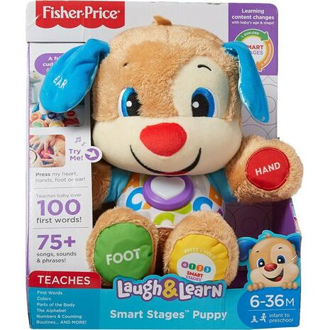 Εκπαιδευτικό σκυλάκι Fisher Price smart stages από Ύφασμα με Μουσική και Ήχους μπλε για 6+ Μηνών (FPN78)