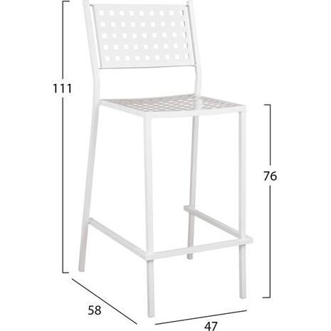 Σκαμπό Bar Olympias μεταλλικό 47x58x111 εκ. λευκό HM5528.02 (1 τεμάχιο) (Λευκό)