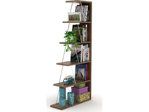 Βιβλιοθήκη Mini Tars 65x22x146 cm καρυδί χρώμιο HM2241.03 - Ανακάλυψε ποιοτικά και μοντέρνα Επιπλα και Βιβλιοθήκες- Ντουλάπες για όλους τους χώρους από το oikonomou-shop.