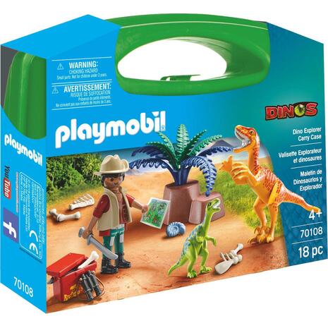 Playmobil Maxi Βαλιτσάκι Εξερευνητής Και Δεινόσαυροι (70108)