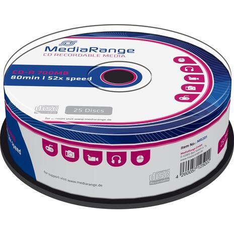 CD-R Media Range 700mb 52x πομπίνα (25 τεμαχίων) MR201