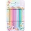 Κασετίνα μεταλλική με ξυλομπογιές Faber Castell Sparkle με παστέλ χρώματα (σετ 12 τεμαχίων)
