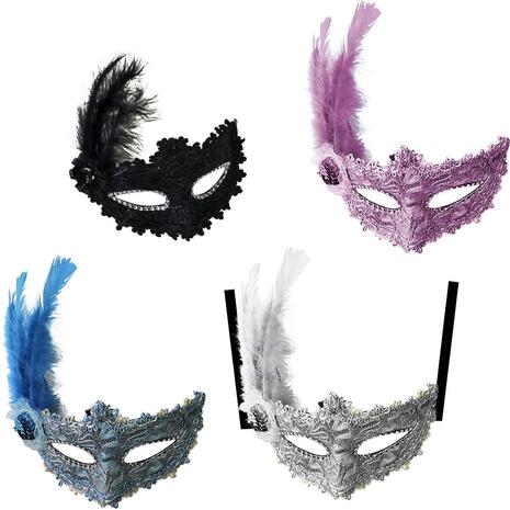 Μάσκα αποκριάτικη βενετσιάνικη με φτερά και πούλιες 22x10cm σε διάφορα χρώματα - Ανακάλυψε όλα τα Αποκριάτικα Είδη για να είσαι έτοιμος για τις Απόκριες από το Oikonomou-shop.gr.